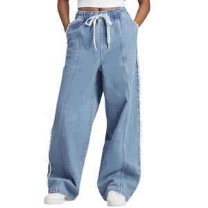 Adidas x KseniaSchnaider Wide Leg Denim Fray Jeans NWT